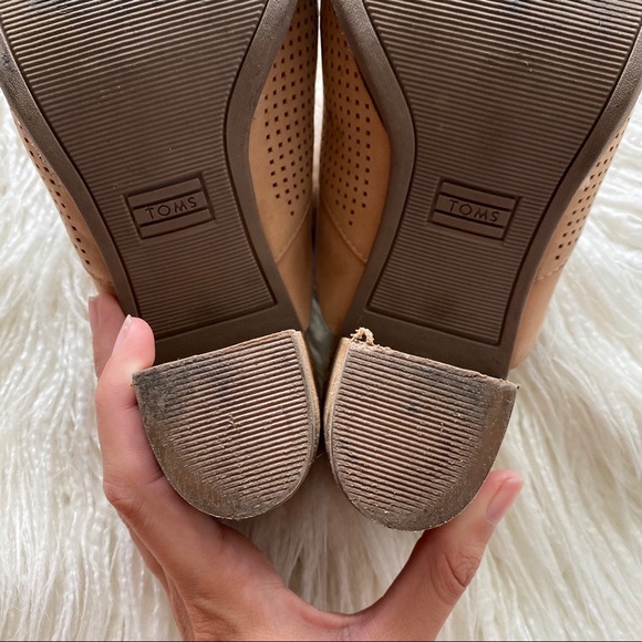 TOMS tan "Majorica" peep toe heeled mules - Picture 8 of 14